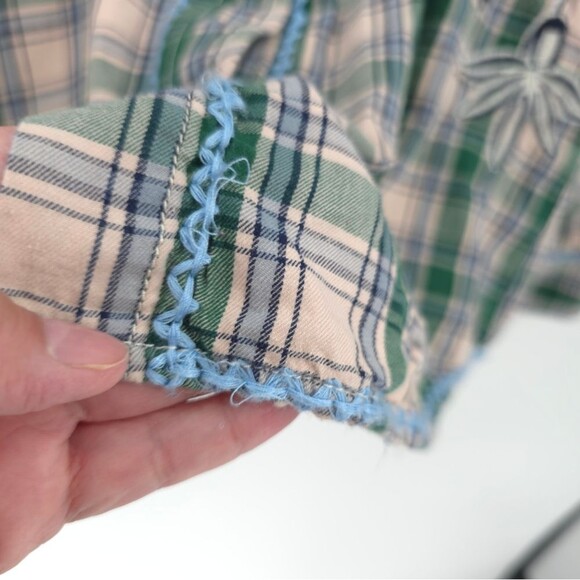 Driftwood "Lana" Pearl Snap Button Plaid Shirt Long Sleeve Embroidered Floral - Picture 12 of 16